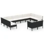 Set muebles de jardín 12 pzas y cojines ratán sintético negro by , Garden sets - Ref: Foro24-3094624, Price: 966,75 €, Discou...