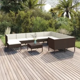 Set muebles de jardín 11 pzas y cojines ratán sintético marrón by , Garden sets - Ref: Foro24-3094503, Price: 874,94 €, Disco...