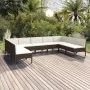 Set muebles de jardín 9 pzas y cojines ratán sintético marrón de , Conjuntos de jardín - Ref: Foro24-3094595, Precio: 727,55 ...