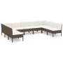 Set muebles de jardín 9 pzas y cojines ratán sintético marrón de , Conjuntos de jardín - Ref: Foro24-3094595, Precio: 727,55 ...