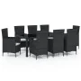 Set comedor de jardín 9 piezas y cojines ratán sintético negro by , Garden sets - Ref: Foro24-3094846, Price: 642,43 €, Disco...
