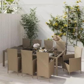 Set comedor de jardín 11 piezas y cojines ratán sintético beige by , Garden sets - Ref: Foro24-3094908, Price: 882,90 €, Disc...