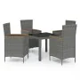 Set de comedor de jardín 5 pzas y cojines ratán sintético gris von , Gartensets - Ref: Foro24-3094934, Preis: 412,78 €, Rabat...