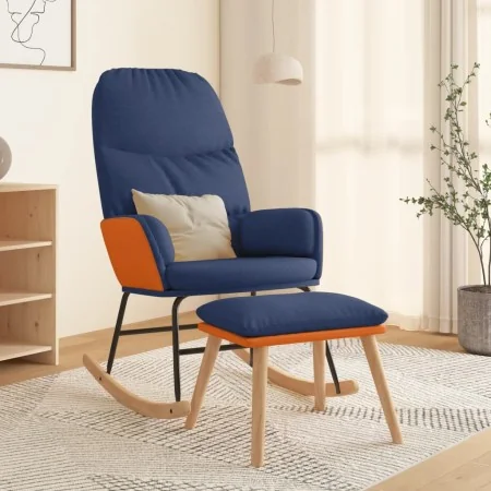 Silla mecedora con reposapiés tela azul by , Rocking chairs - Ref: Foro24-3097405, Price: 148,59 €, Discount: %