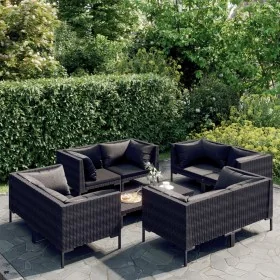 Set muebles jardín 9 pzas y cojines ratán sintético gris oscuro by , Garden sets - Ref: Foro24-3099809, Price: 707,70 €, Disc...