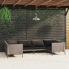Sofás de jardín 6 piezas y cojines ratán sintético gris oscuro by , Garden sets - Ref: Foro24-3099926, Price: 540,75 €, Disco...