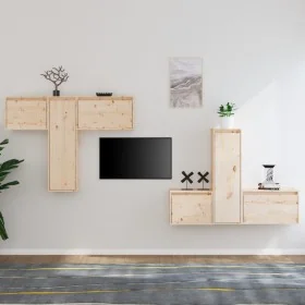 Muebles para TV 6 piezas madera maciza de pino de , Muebles TV - Ref: Foro24-3100254, Precio: 277,80 €, Descuento: %