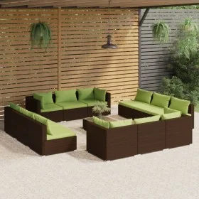 Set muebles de jardín 13 pzas y cojines ratán sintético marrón by , Garden sets - Ref: Foro24-3101596, Price: 1,00 €, Discoun...