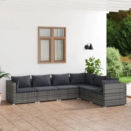 Set de muebles de jardín 6 pzas y cojines ratán sintético gris von , Gartensets - Ref: Foro24-3101717, Preis: 716,24 €, Rabat...