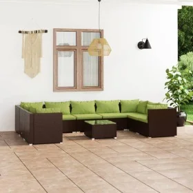 Set muebles de jardín 10 pzas y cojines ratán sintético marrón by , Garden sets - Ref: Foro24-3101980, Price: 1,00 €, Discoun...
