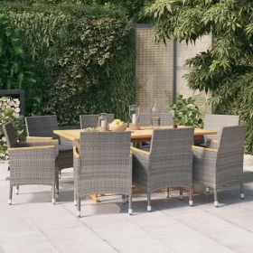Juego de comedor de jardín 9 piezas con cojines gris by , Garden sets - Ref: Foro24-3103587, Price: 832,41 €, Discount: %