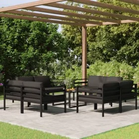Set muebles de jardín 9 pzas y cojines aluminio gris antracita by , Garden sets - Ref: Foro24-3107830, Price: 1,00 €, Discoun...