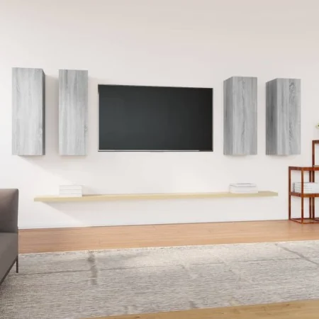 Muebles TV 4 uds madera contrachapada gris Sonoma 30,5x30x90 cm de , Muebles TV - Ref: Foro24-3120330, Precio: 163,11 €, Desc...