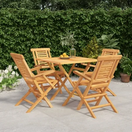Juego de comedor para jardín 5 piezas madera maciza de teca de , Conjuntos de jardín - Ref: Foro24-3155035, Precio: 439,81 €,...