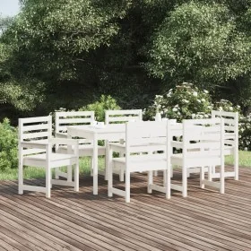 Juego de comedor de jardín 7 piezas madera maciza pino blanco de , Conjuntos de jardín - Ref: Foro24-3154714, Precio: 580,24 ...