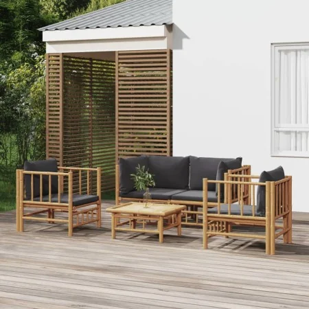 Set de muebles de jardín 5 piezas bambú con cojines gris oscuro von , Gartensets - Ref: Foro24-3155217, Preis: 520,14 €, Raba...