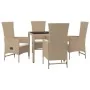 Set comedor de jardín 5 pzas con cojines ratán sintético beige by , Garden sets - Ref: Foro24-3157568, Price: 533,88 €, Disco...