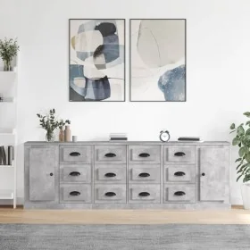 Aparadores 3 piezas madera contrachapada gris hormigón by , Sideboards - Ref: Foro24-3185291, Price: 316,62 €, Discount: %