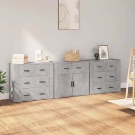 Aparadores 3 piezas madera contrachapada gris hormigón von , Sideboards - Ref: Foro24-3185427, Preis: 273,67 €, Rabatt: %