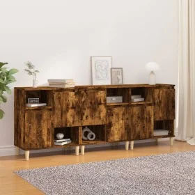 Aparadores 3 uds madera contrachapada roble ahumado 60x35x70 cm by , Sideboards - Ref: Foro24-3185740, Price: 201,84 €, Disco...