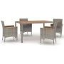 Set comedor de jardín 5 piezas con cojines ratán sintético gris von , Gartensets - Ref: Foro24-3187366, Preis: 454,22 €, Raba...
