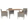 Set comedor de jardín 5 piezas con cojines ratán sintético gris von , Gartensets - Ref: Foro24-3187366, Preis: 454,22 €, Raba...