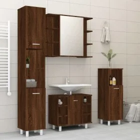 Set de muebles de baño 4 pzas madera contrachapada marrón roble von , Badezimmermöbel - Ref: Foro24-3187614, Preis: 236,05 €,...