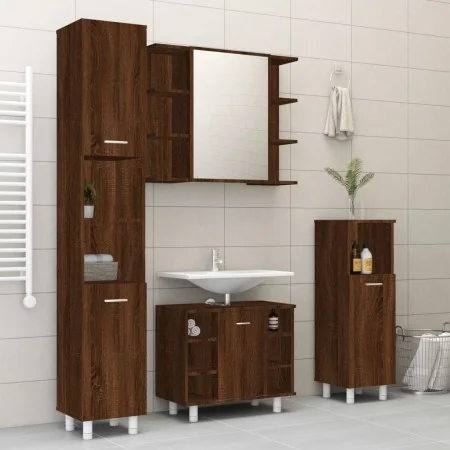 Set de muebles de baño 4 pzas madera contrachapada marrón roble de , Muebles de baño - Ref: Foro24-3187614, Precio: 238,50 €,...