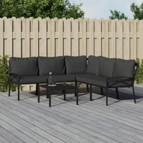 Juego de muebles de jardín 6 piezas acero con cojines gris by , Garden sets - Ref: Foro24-3187952, Price: 564,50 €, Discount: %