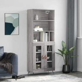 Aparador alto madera contrachapada gris sonoma 69,5x34x180 cm by , Sideboards - Ref: Foro24-3189291, Price: 138,79 €, Discoun...