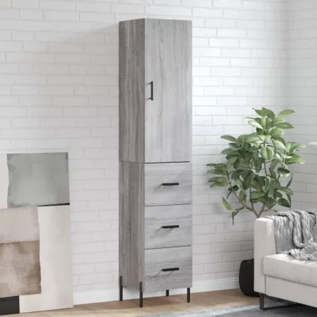 Aparador alto madera contrachapada gris Sonoma 34,5x34x180 cm by , Sideboards - Ref: Foro24-3198863, Price: 124,21 €, Discoun...