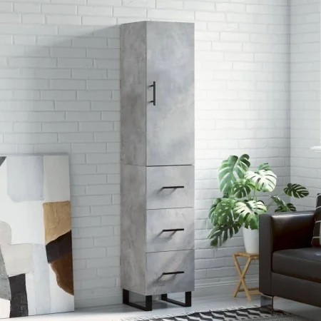 Aparador de madera contrachapada gris hormigón 34,5x34x180 cm by , Sideboards - Ref: Foro24-3198877, Price: 118,62 €, Discoun...