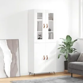 Aparador alto madera contrachapada blanco brillo 69,5x34x180 cm by , Sideboards - Ref: Foro24-3198187, Price: 163,11 €, Disco...