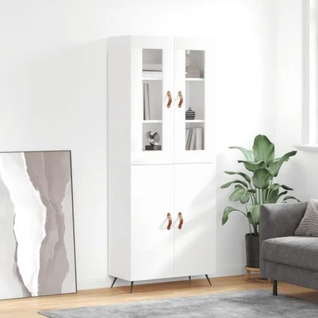 Aparador alto madera contrachapada blanco brillo 69,5x34x180 cm de , Aparadores - Ref: Foro24-3198187, Precio: 163,11 €, Desc...