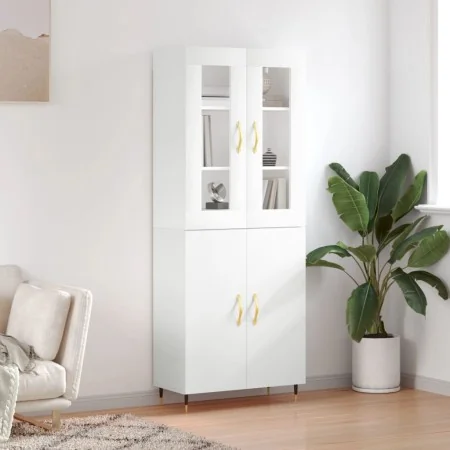 Aparador alto madera contrachapada blanco 69,5x34x180 cm de , Aparadores - Ref: Foro24-3198193, Precio: 164,98 €, Descuento: %