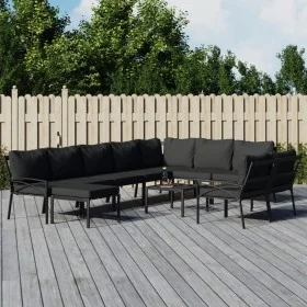 Juego de muebles de jardín 11 pzas acero con cojines gris by , Garden sets - Ref: Foro24-3187946, Price: 1,00 €, Discount: %