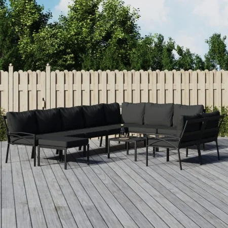 Juego de muebles de jardín 11 pzas acero con cojines gris von , Gartensets - Ref: Foro24-3187946, Preis: 1,00 €, Rabatt: %