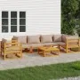 Set muebles de jardín 7 pzas madera maciza y cojines gris taupé de , Conjuntos de jardín - Ref: Foro24-3155274, Precio: 935,0...