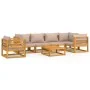 Set muebles de jardín 7 pzas madera maciza y cojines gris taupé de , Conjuntos de jardín - Ref: Foro24-3155274, Precio: 935,0...