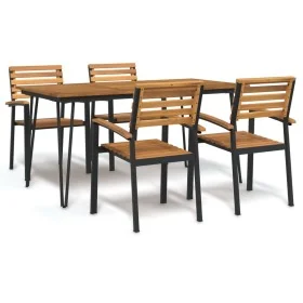 Juego de comedor de jardín 5 pzas madera maciza acacia y metal by , Garden sets - Ref: Foro24-3155416, Price: 510,32 €, Disco...