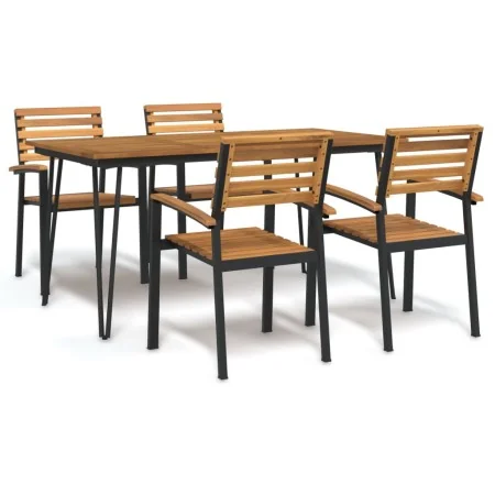 Juego de comedor de jardín 5 pzas madera maciza acacia y metal de , Conjuntos de jardín - Ref: Foro24-3155416, Precio: 510,70...