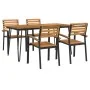 Juego de comedor de jardín 5 pzas madera maciza acacia y metal de , Conjuntos de jardín - Ref: Foro24-3155416, Precio: 510,70...