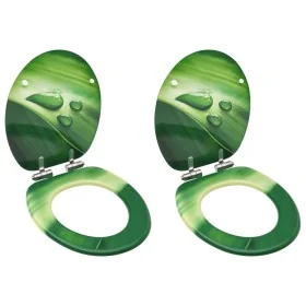 Asiento WC tapa cierre suave 2 uds MDF verde diseño gota agua by , Toilet and bidet seats - Ref: Foro24-3056413, Price: 84,60...