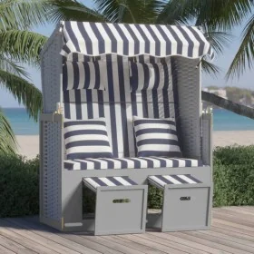 Silla Strandkorb con cojines ratán sintético madera azul blanco von , Liegen - Ref: Foro24-318660, Preis: 295,37 €, Rabatt: %