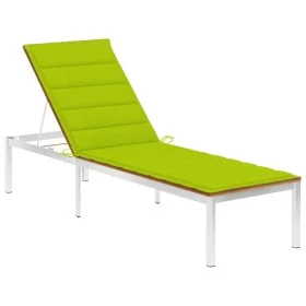 Tumbona con cojín madera maciza de acacia y acero inoxidable by , Loungers - Ref: Foro24-3061469, Price: 241,78 €, Discount: %