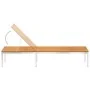 Tumbona con cojín madera maciza de acacia y acero inoxidable by , Loungers - Ref: Foro24-3061469, Price: 241,78 €, Discount: %