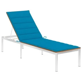 Tumbona con cojín madera maciza de acacia y acero inoxidable by , Loungers - Ref: Foro24-3061462, Price: 240,67 €, Discount: %