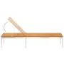 Tumbona con cojín madera maciza de acacia y acero inoxidable de , Tumbonas - Ref: Foro24-3061462, Precio: 240,67 €, Descuento: %
