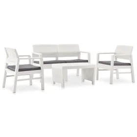 Set de muebles de jardín 4 piezas con cojines plástico blanco by , Garden sets - Ref: Foro24-3052964, Price: 339,95 €, Discou...