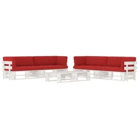 Muebles de palés 6 pzas y cojines madera pino impregnada blanco by , Garden sets - Ref: Foro24-3067003, Price: 622,50 €, Disc...